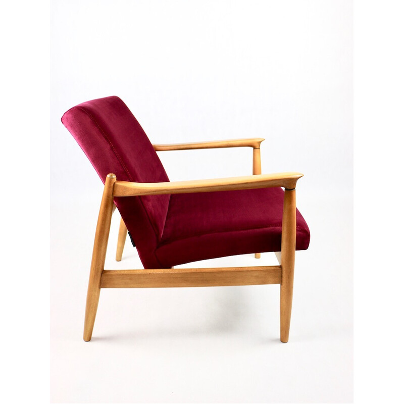 Vintage Burgundy Gfm-064 velvet armchair by Edmund Homa, 1970s