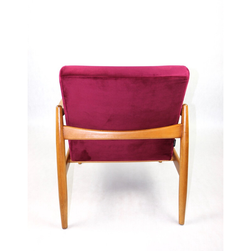 Vintage Burgundy Gfm-064 fluwelen fauteuil van Edmund Homa, 1970