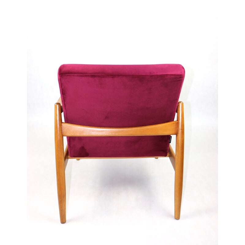 Vintage Burgundy Gfm-064 velvet armchair by Edmund Homa, 1970s