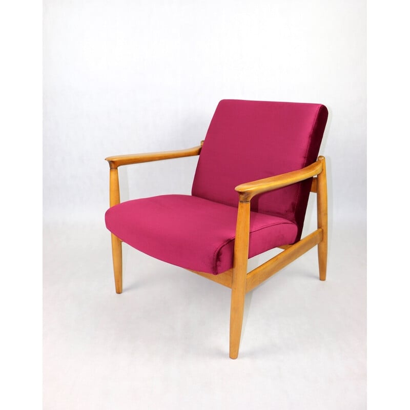 Vintage Burgundy Gfm-064 velvet armchair by Edmund Homa, 1970s