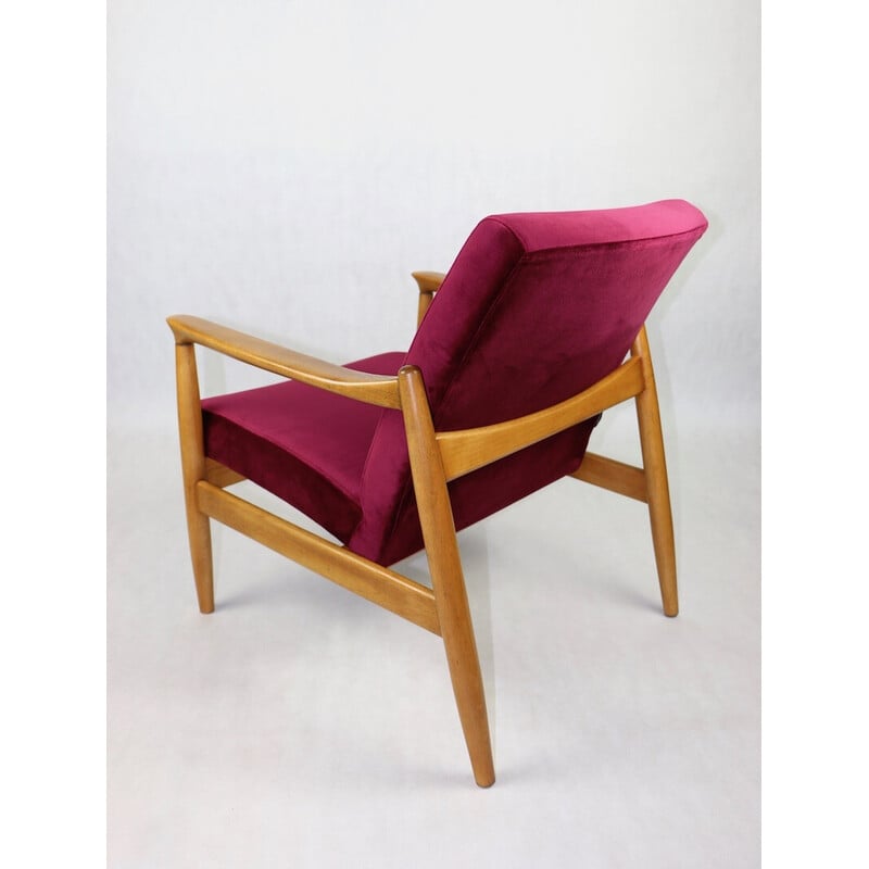 Vintage Burgundy Gfm-064 velvet armchair by Edmund Homa, 1970s