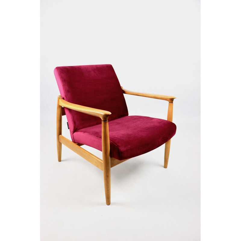 Vintage Burgundy Gfm-064 velvet armchair by Edmund Homa, 1970s