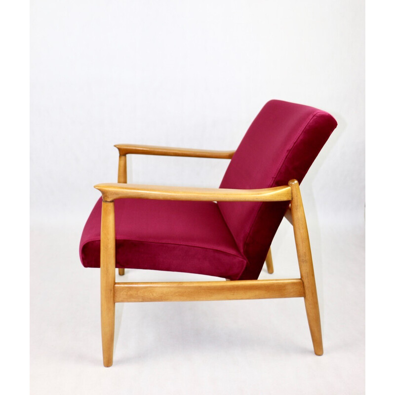 Vintage Burgundy Gfm-064 velvet armchair by Edmund Homa, 1970s