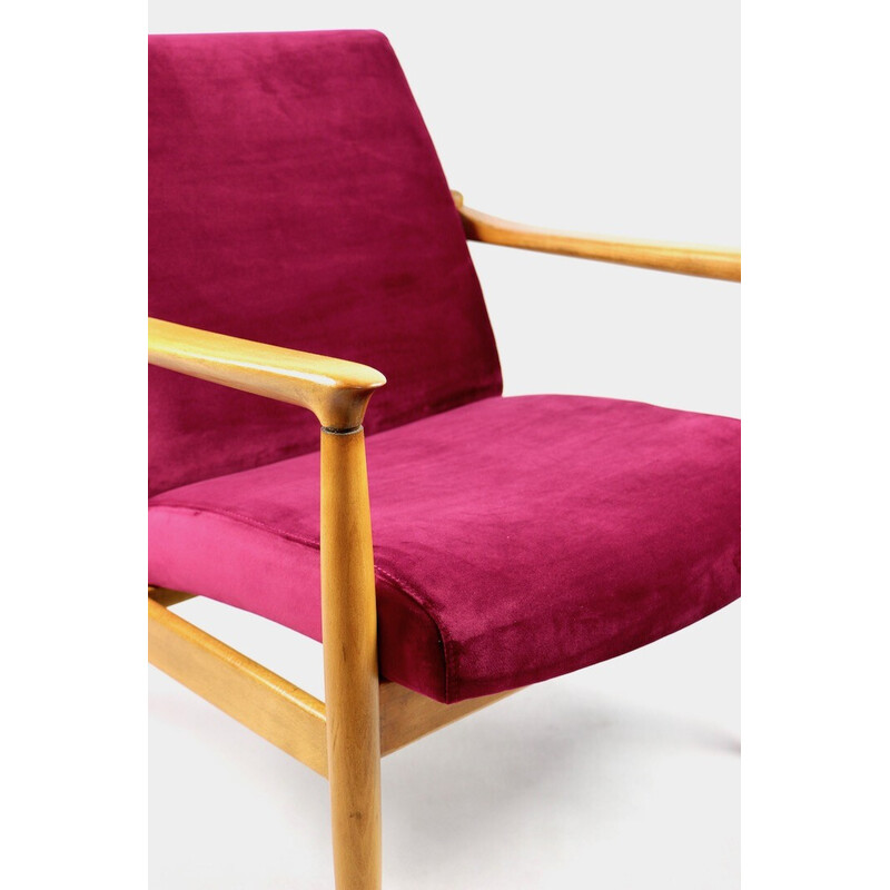 Vintage Burgundy Gfm-064 velvet armchair by Edmund Homa, 1970s