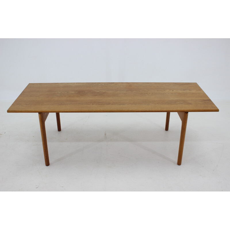 Mesa de centro vintage de madera maciza de roble "At-15" de Hans J Wegner para Andreas Tuck, Dinamarca años 60