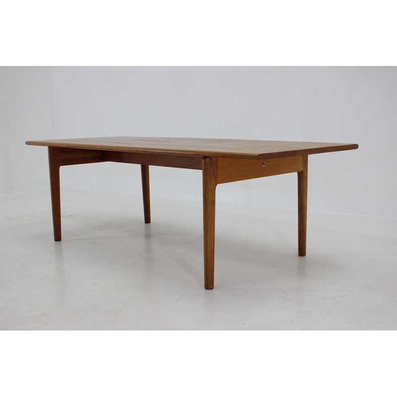 Mesa de centro vintage de madera maciza de roble "At-15" de Hans J Wegner para Andreas Tuck, Dinamarca años 60