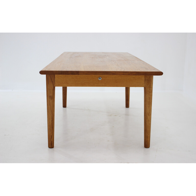 Vintage massief eikenhouten salontafel "At-15" van Hans J Wegner voor Andreas Tuck, Denemarken 1960