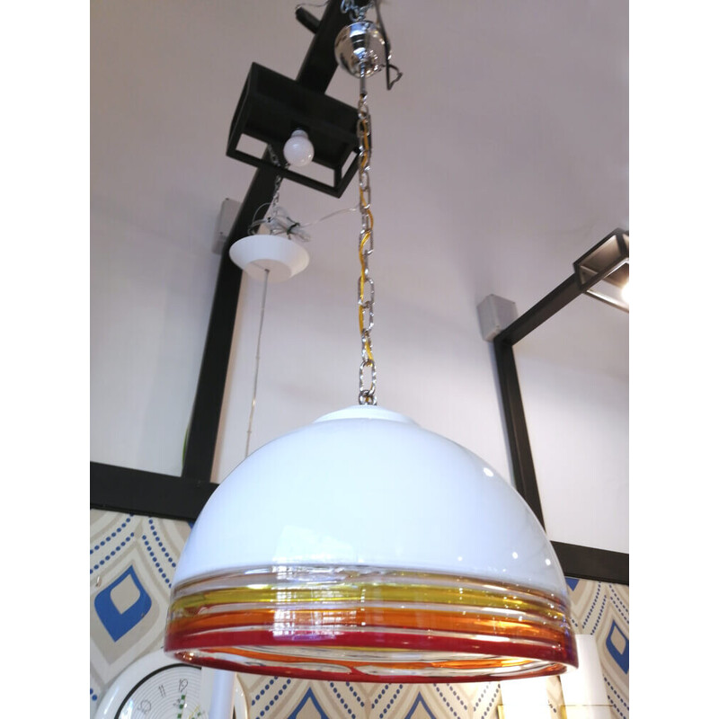 Vintage Febo Murano glass pendant lamp by Roberto Pamio and Renato Toso for Leucos