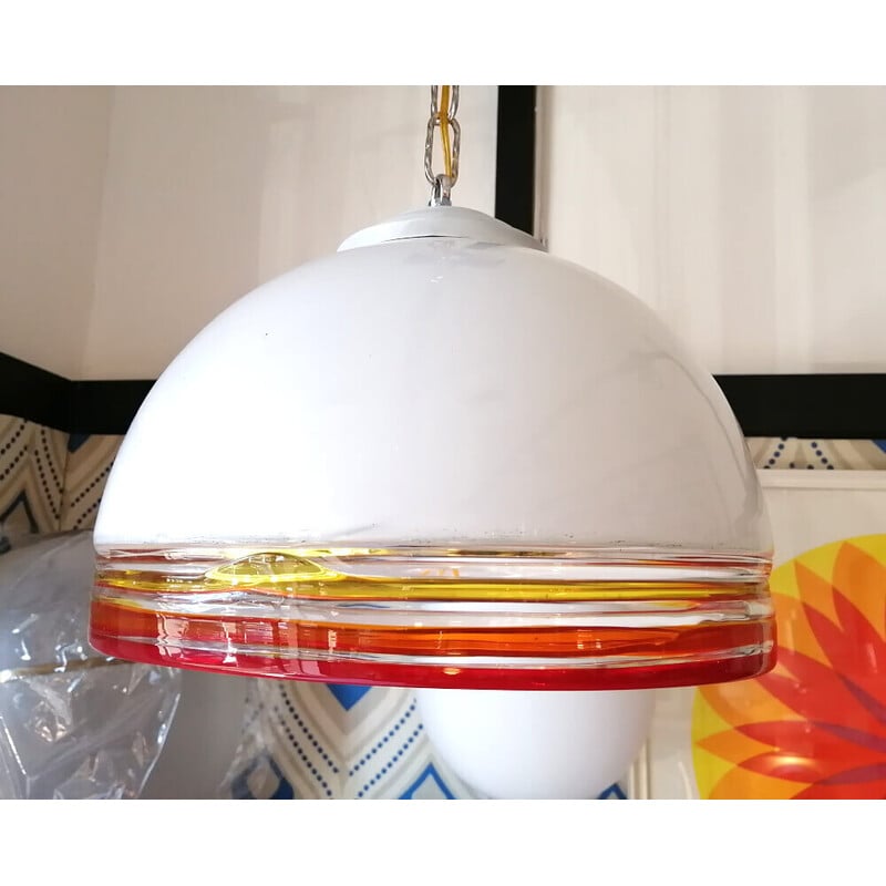 Vintage Febo Murano glass pendant lamp by Roberto Pamio and Renato Toso for Leucos