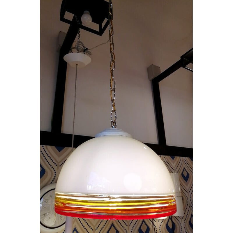 Vintage Febo Murano glass pendant lamp by Roberto Pamio and Renato Toso for Leucos