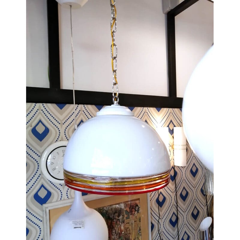 Lámpara colgante vintage de cristal de Murano Febo de Roberto Pamio y Renato Toso para Leucos