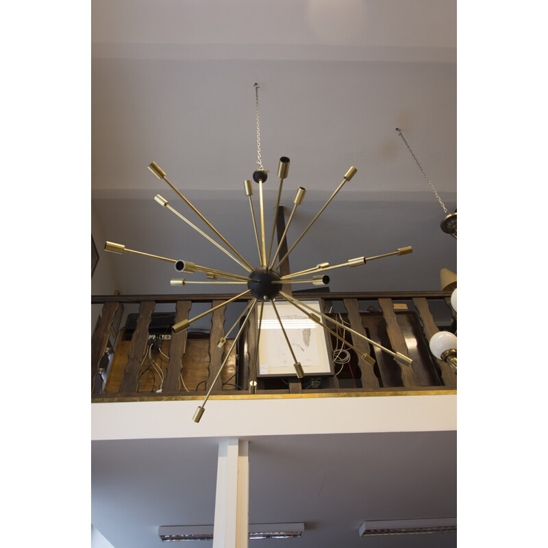 Grand lustre Sputnik en laiton - 1960