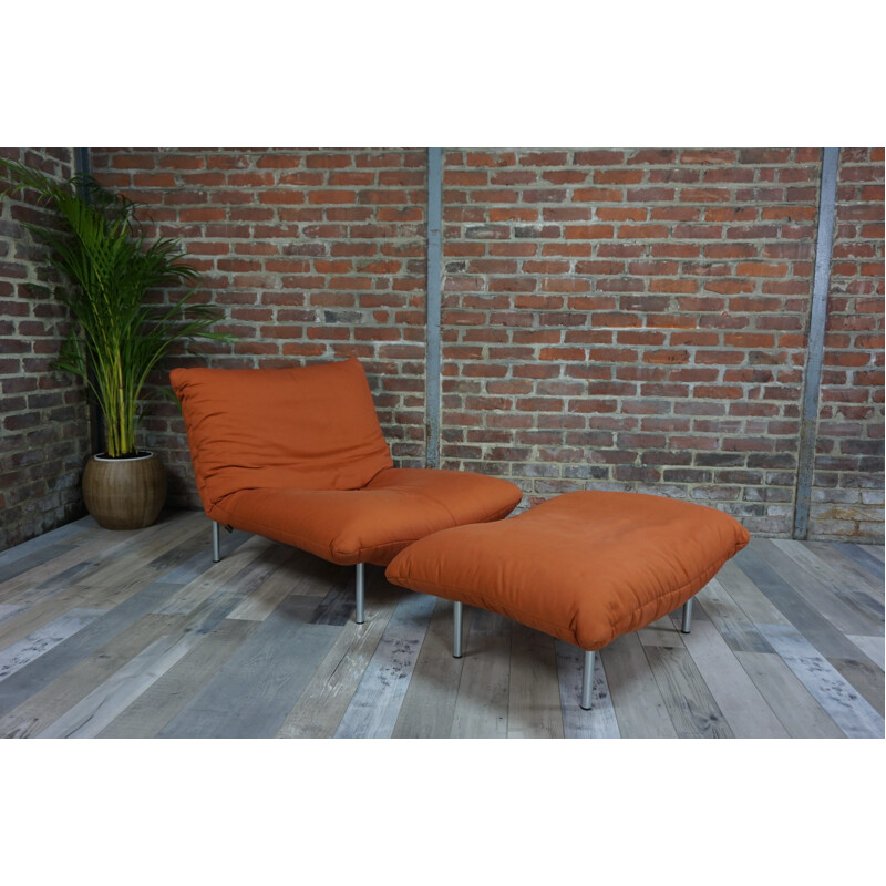 Armchair and ottoman Pascal Mourgue for Cinna - 1980s