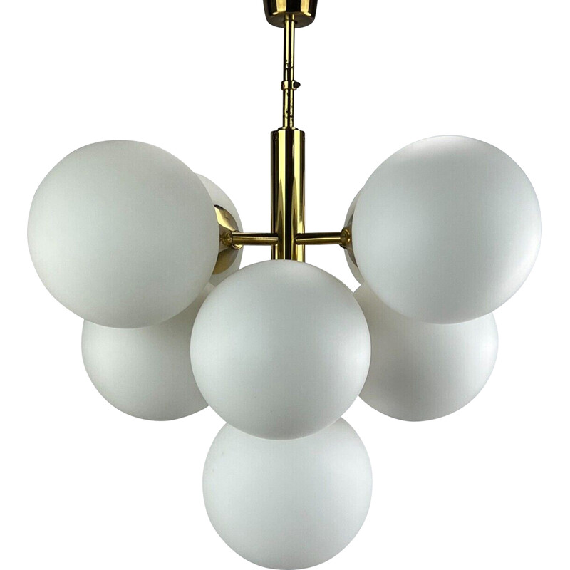 Vintage opal glass chandelier for Kaiser Leuchten, 1960s-1970s