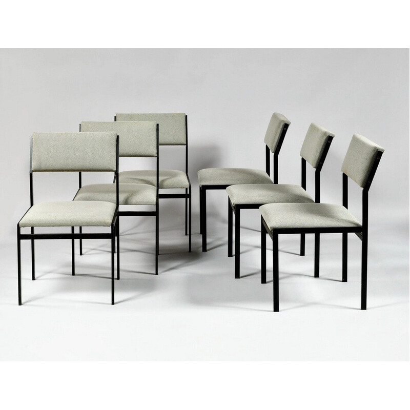 Set of 6 vintage sm07 chairs in steel and metal by Cees Braakman for Pastoe, 1960s