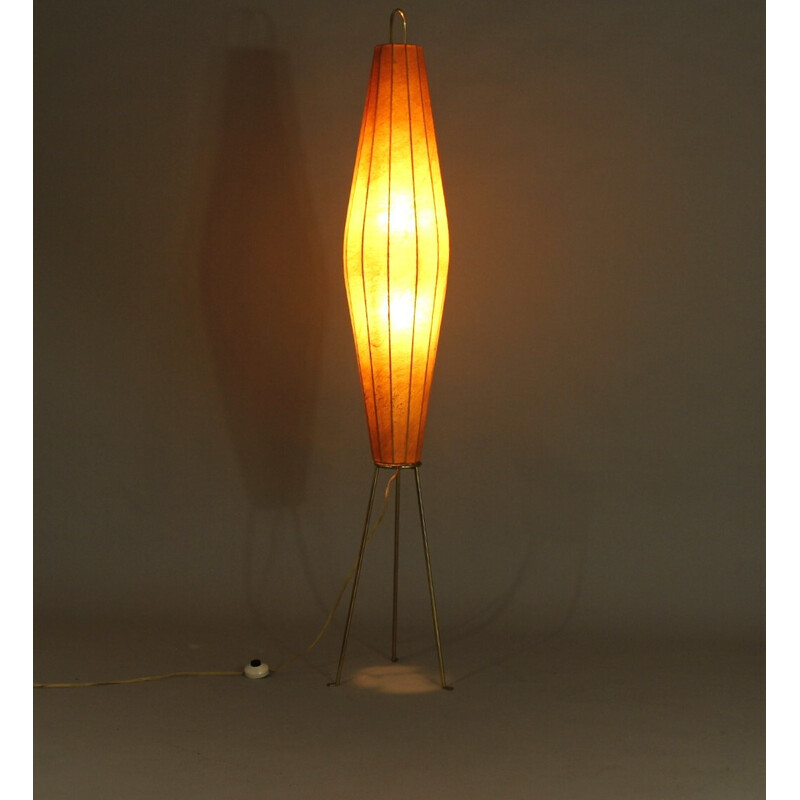 Vintage Lugano vloerlamp in messing en cocon van H. Klingele voor Artimeta, Nederland 1950