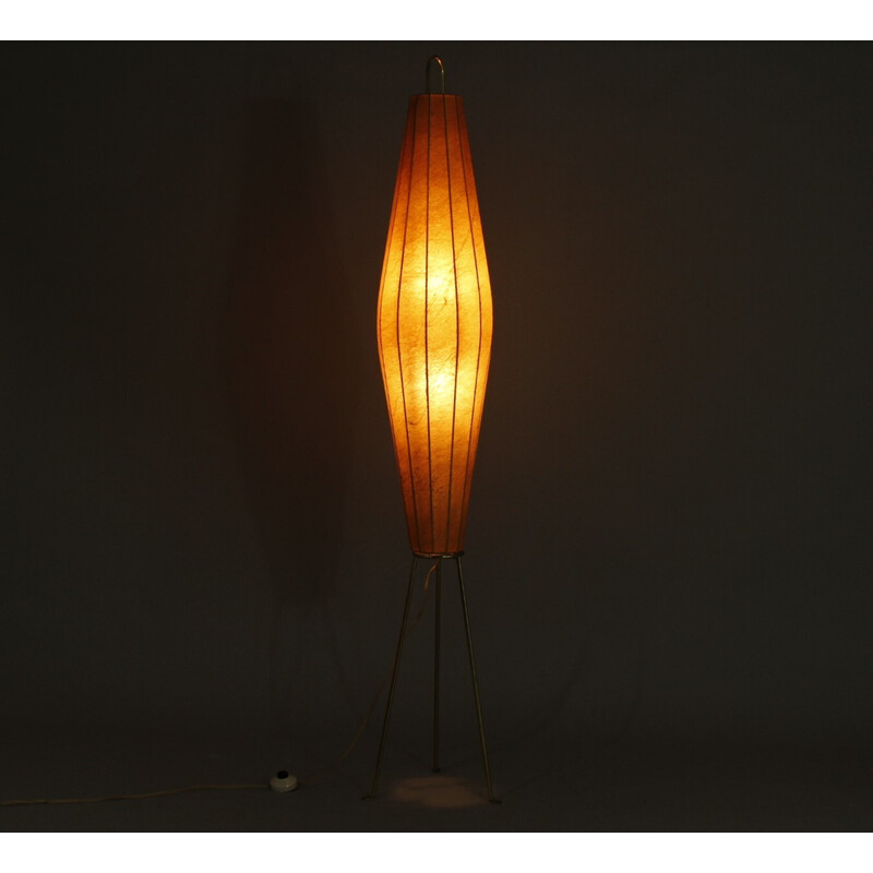 Lampada da terra vintage Lugano in ottone e bozzolo di H. Klingele per Artimeta, Paesi Bassi 1950