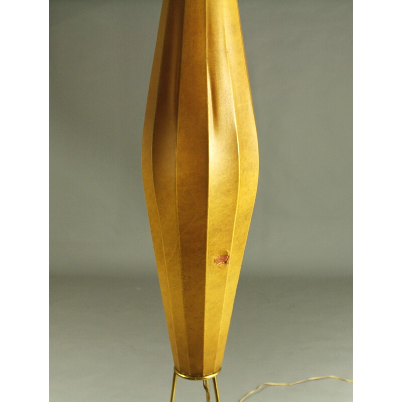 Vintage Lugano floor lamp in brass and cocoon by H. Klingele for Artimeta, Netherlands 1950s