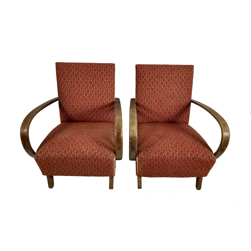 Pair of vintage armchairs model H-227 by Jindrich Halabala for Up Závody, 1950s