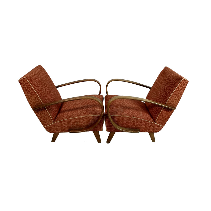 Pair of vintage armchairs model H-227 by Jindrich Halabala for Up Závody, 1950s