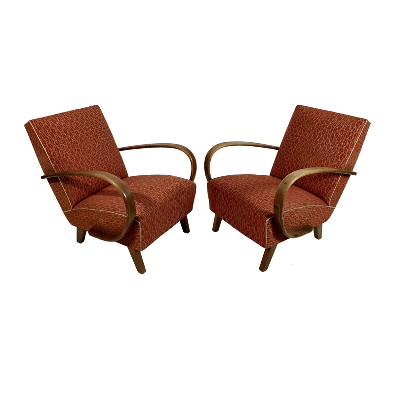 Pair of vintage armchairs model H-227 by Jindrich Halabala for Up Závody, 1950s