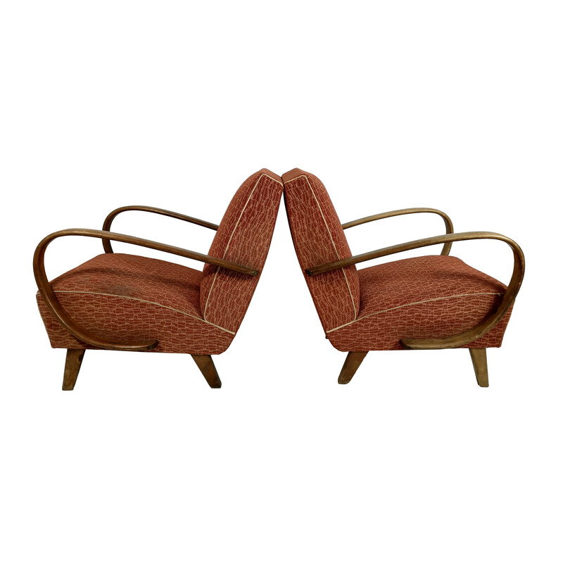 Pair of vintage armchairs model H-227 by Jindrich Halabala for Up Závody, 1950s