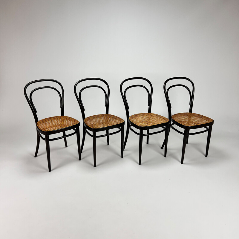 Ensemble de 4 chaises vintage Thonet 214 en bois de hêtre par Michael Thonet