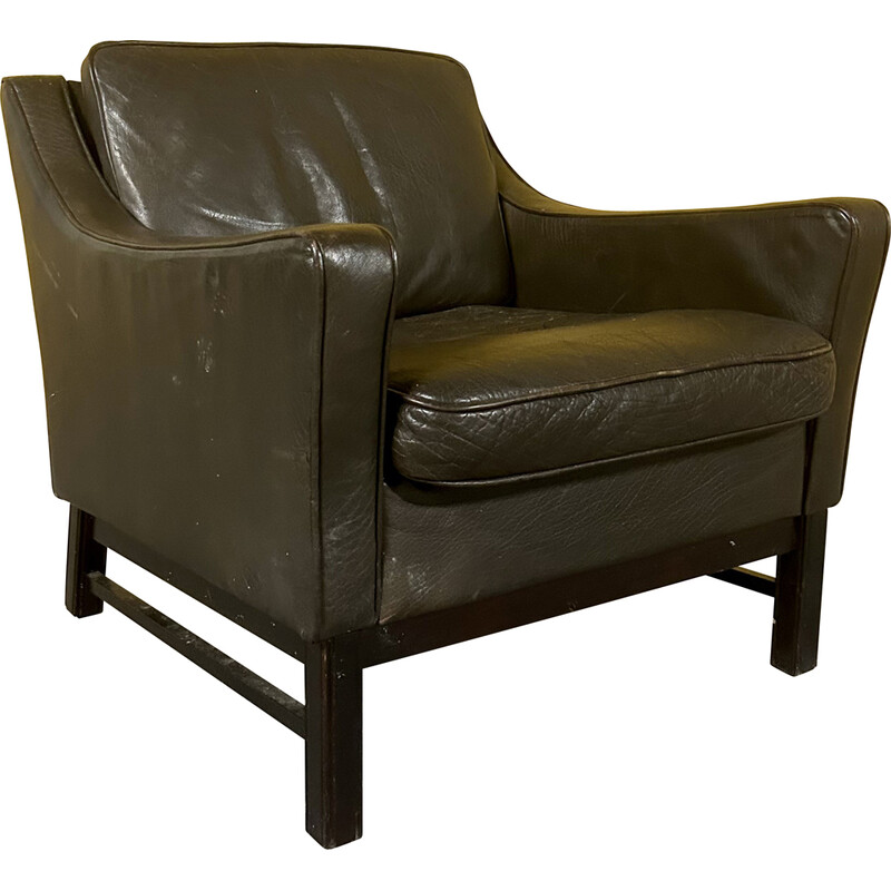 Vintage brown leather armchair, Denmark 1960s