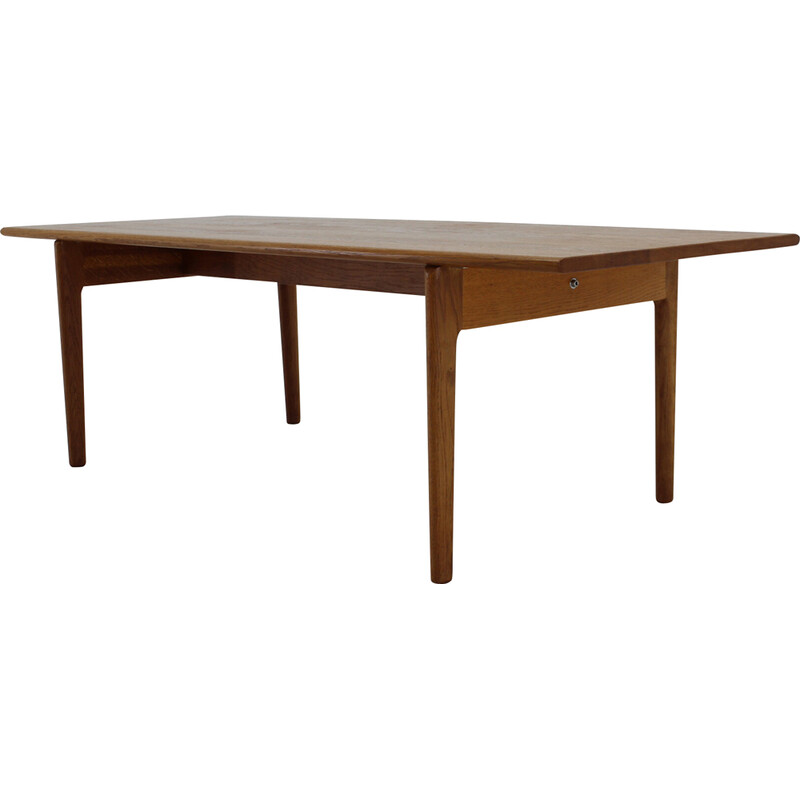 Mesa de centro vintage de madera maciza de roble "At-15" de Hans J Wegner para Andreas Tuck, Dinamarca años 60