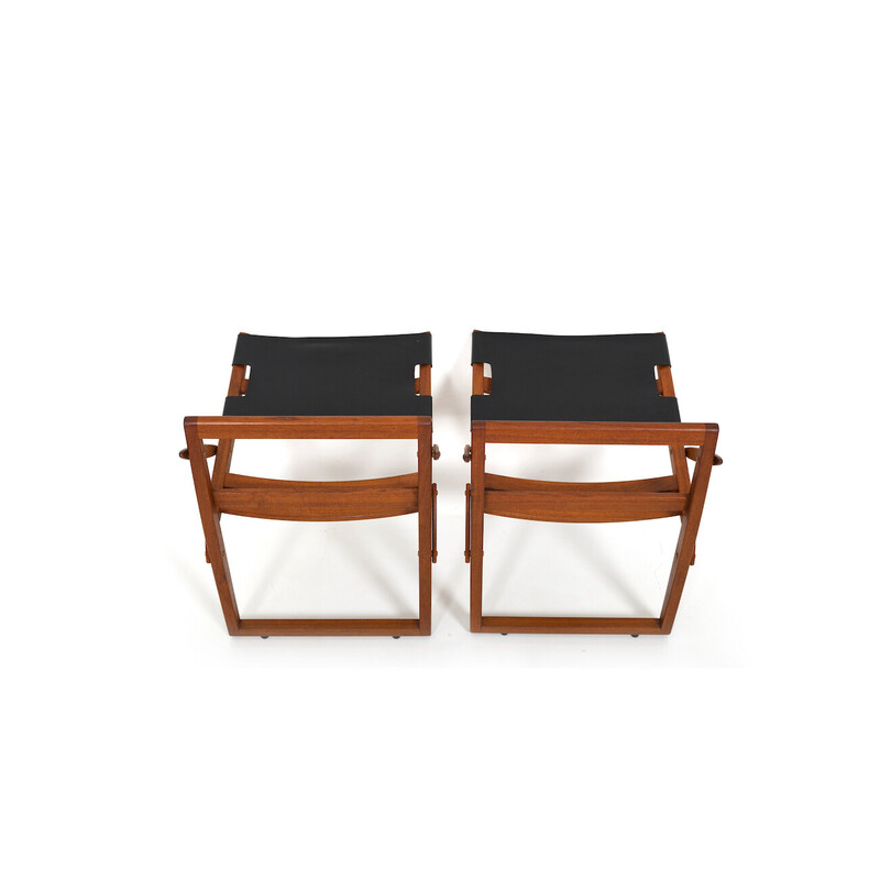 Pair of vintage teak stools by Peter Hvidt and Orla Mølgaard-Nielsen for Ludvig Pontoppidan, 1950-1960s