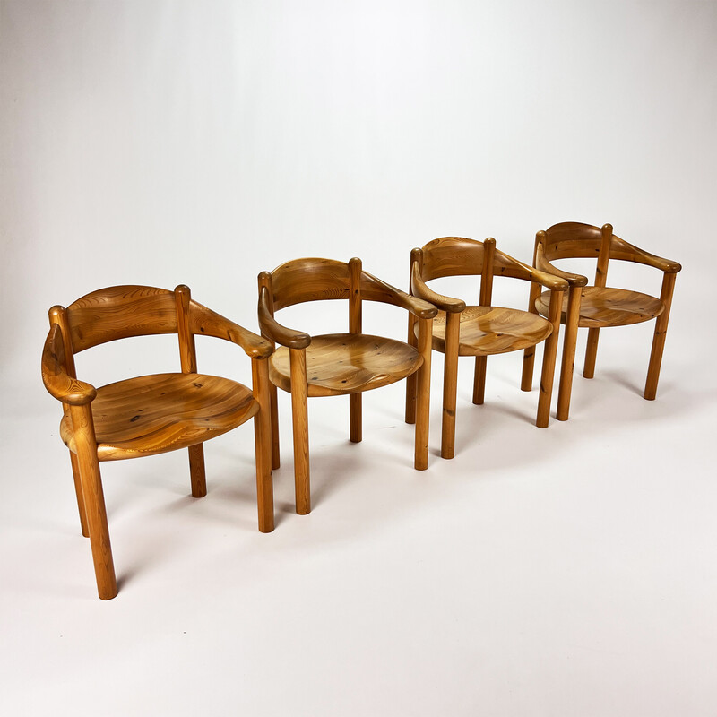 Vintage solid pine dining set by Rainer Daumiller, 1970s