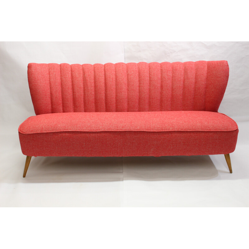 3-seater sofa in flecked red - 1950s