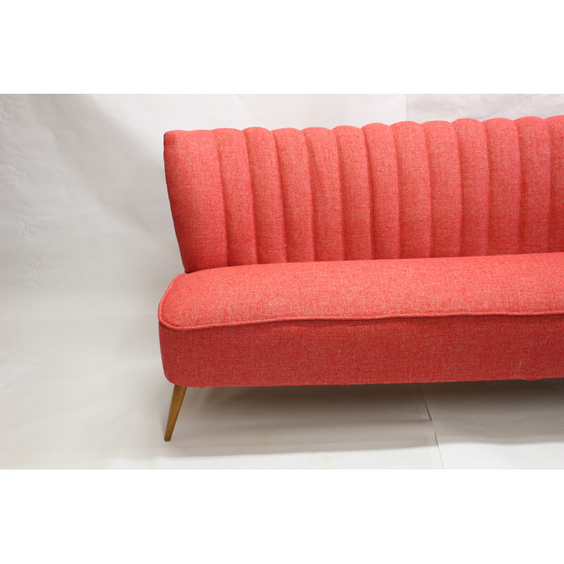 3-seater sofa in flecked red - 1950s