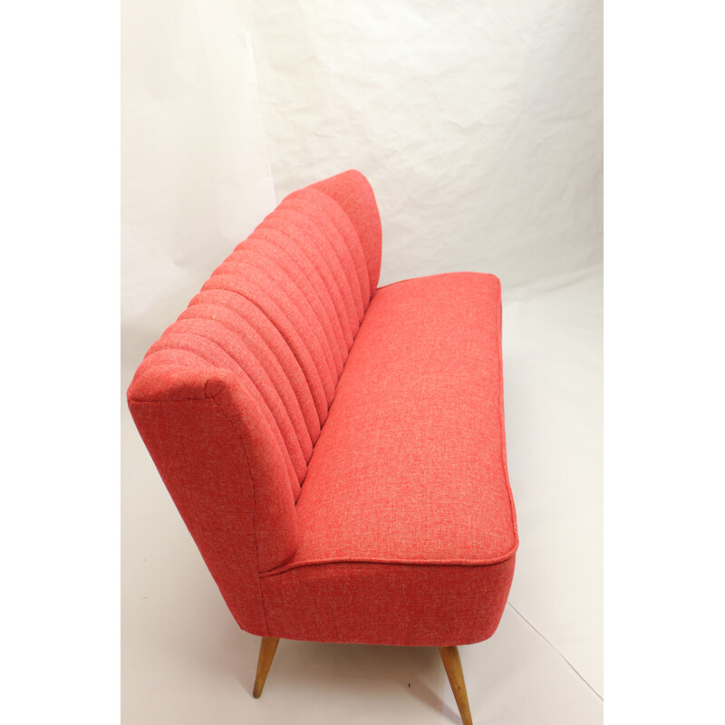 3-seater sofa in flecked red - 1950s