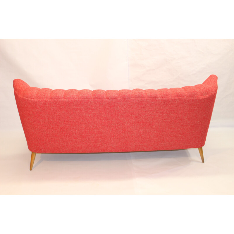 3-seater sofa in flecked red - 1950s