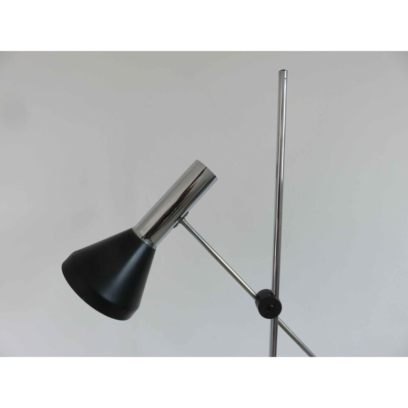 Vintage-Stehlampe aus verchromtem Metall und schwarz lackiertem Metall, Deutschland 1960