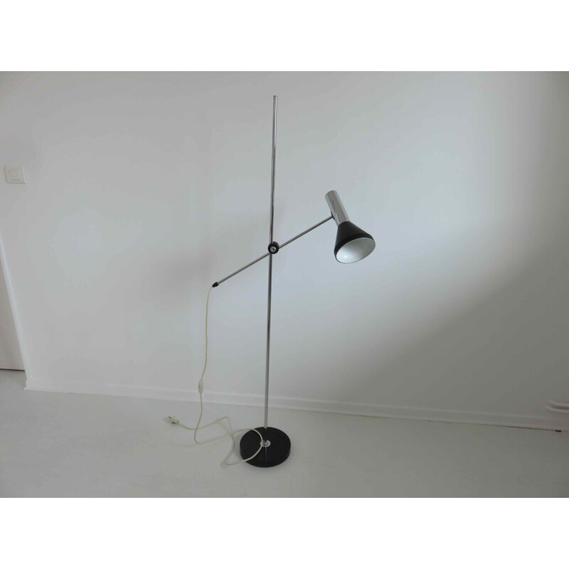 Vintage chrome and black lacquered metal floor lamp, Germany 1960s