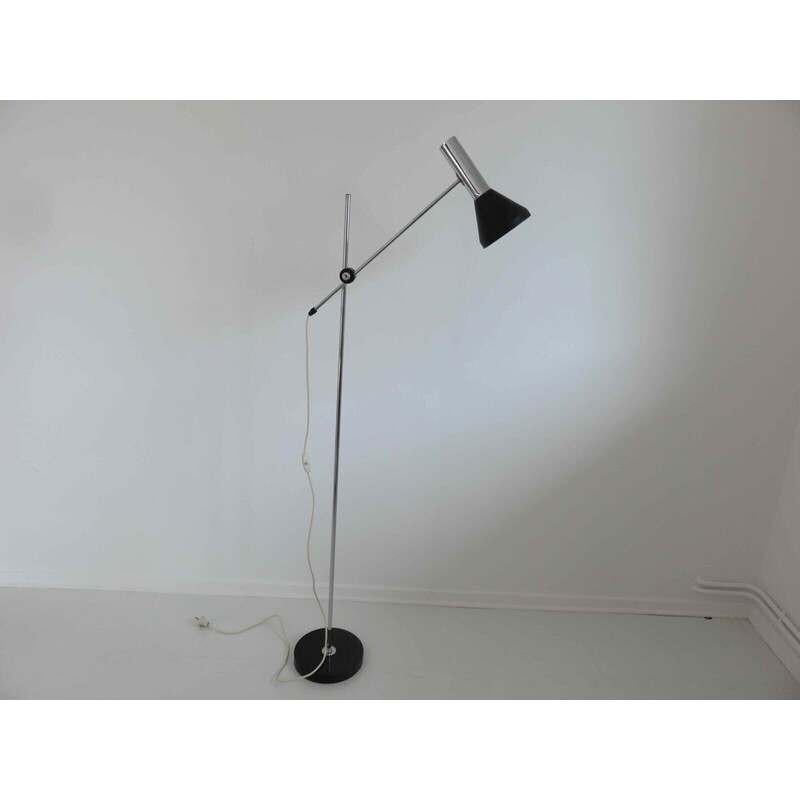 Vintage chrome and black lacquered metal floor lamp, Germany 1960s