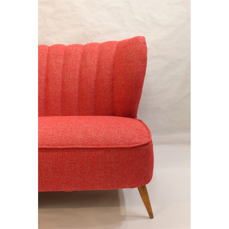 3-seater sofa in flecked red - 1950s