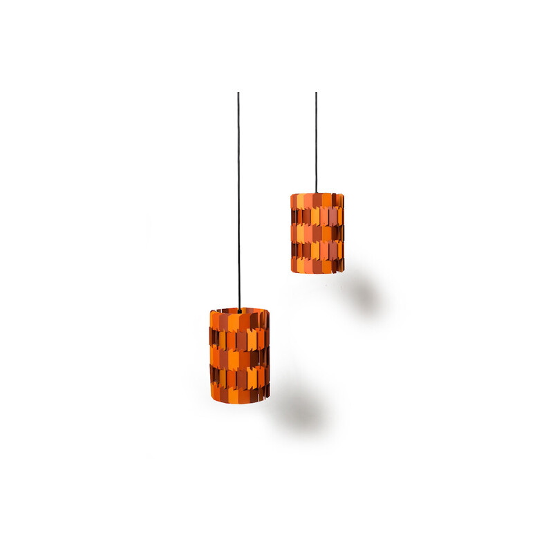 Pair of vintage "Facet Pop" pendant lamps by Louis Weisdorf for Lyfa, Denmark 1960