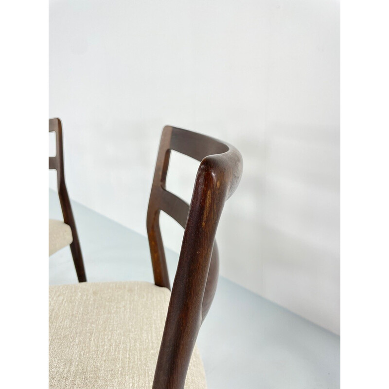 Set of 6 vintage oakwood and linen chairs by Johannes Andersen for Uldum Møbelfabrik, Denmark 1960s