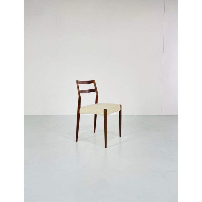 Ensemble de 6 chaises vintage en chêne et lin par Johannes Andersen pour Uldum Møbelfabrik, Danemark 1960