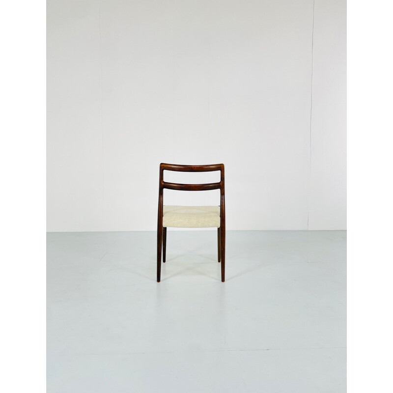 Set of 6 vintage oakwood and linen chairs by Johannes Andersen for Uldum Møbelfabrik, Denmark 1960s