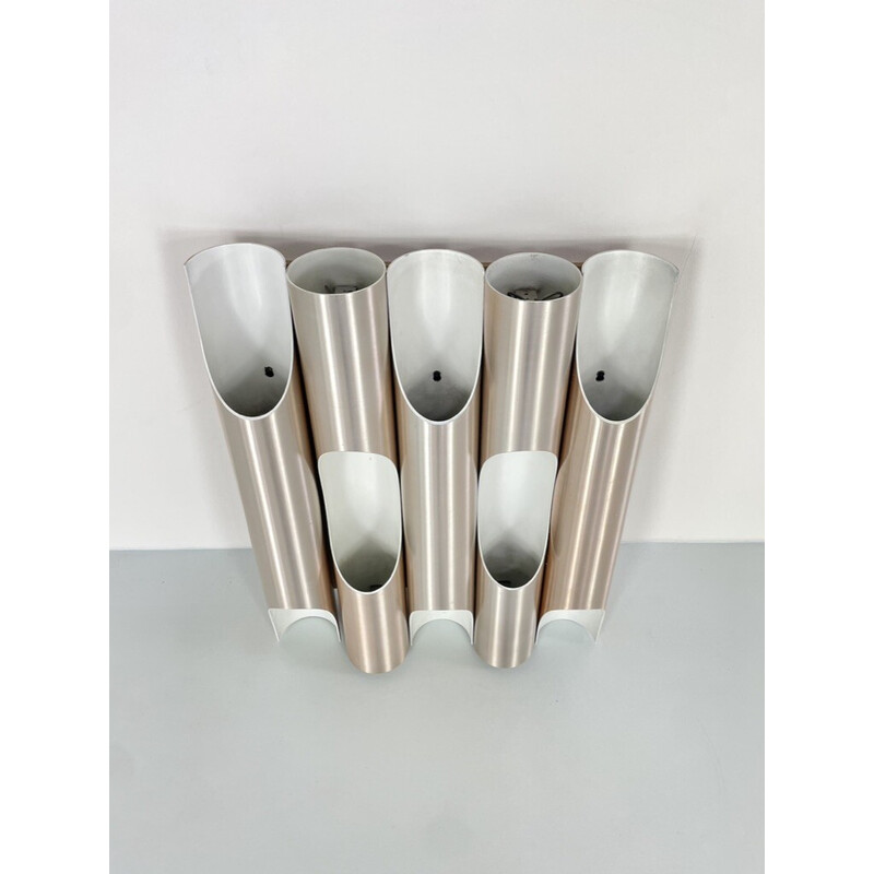 Set of 5 vintage aluminum "Fuga" wall lamps by Liisa Komulainen for Raak, Netherlands 1960