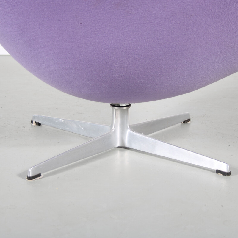 Vintage "Egg" fauteuil in metaal en lila stof van Arne Jacobsen voor Fritz Hansen, Denemarken 1960