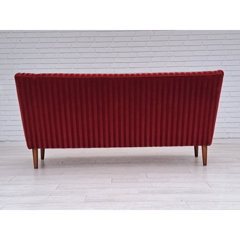 Danish vintage living room set in velvet and beechwood, 1960