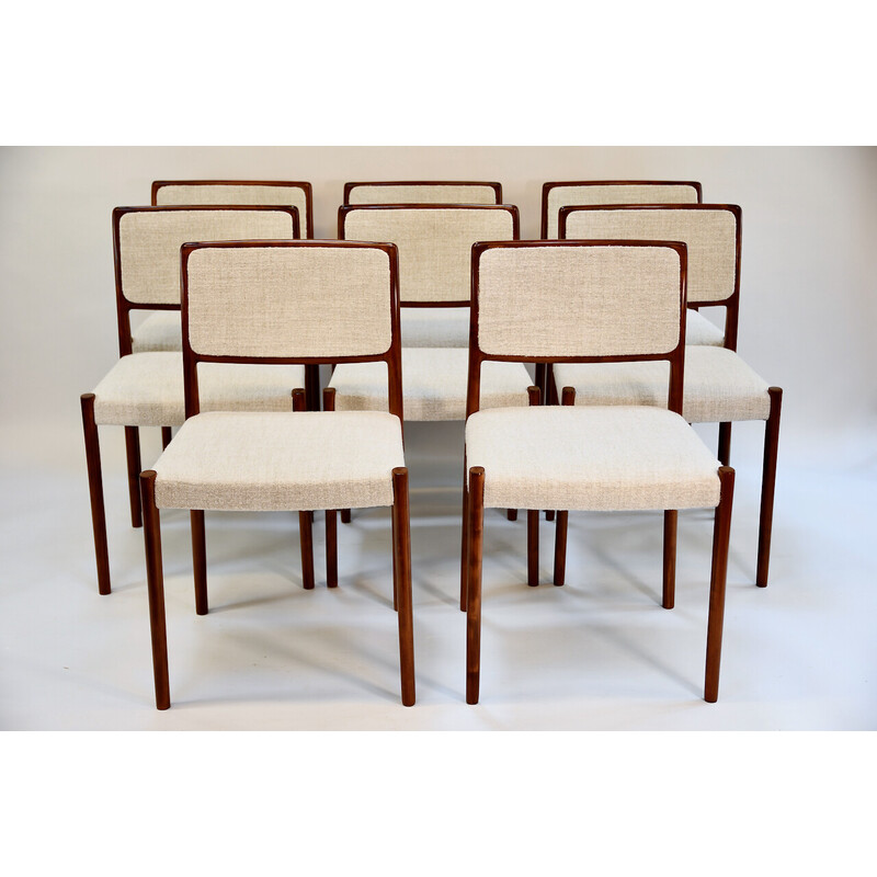 Set aus 8 Stühlen im Vintage 80-Style mit Stoffbezug von Neils Moller für Pierre Frey
