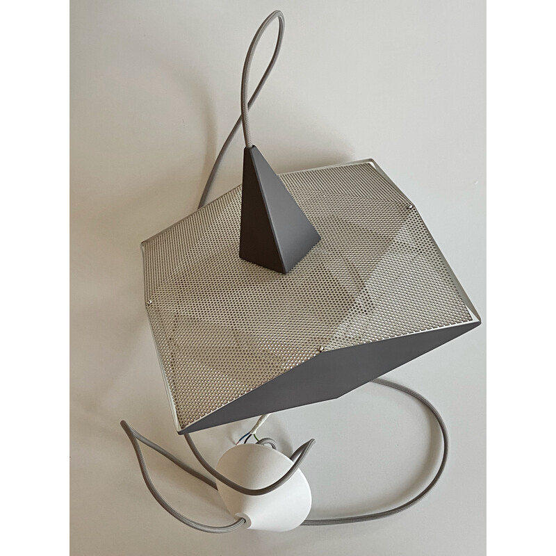 Vintage porcelain and fabric pendant lamp by Preben Dal for Hans Følsgaard, Denmark 1960s