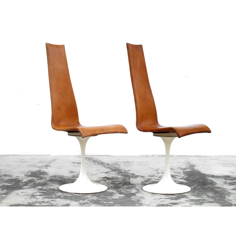 Pair of vintage sculptural chairs by Haberli Theo Alfredo, Swiss