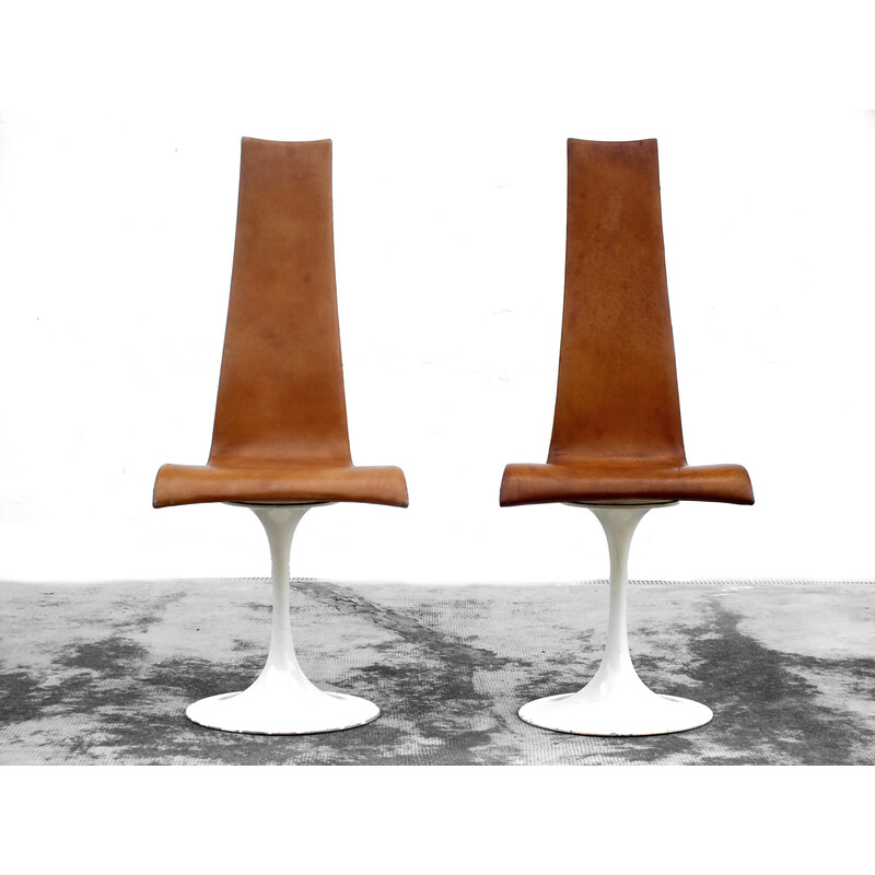 Pair of vintage sculptural chairs by Haberli Theo Alfredo, Swiss